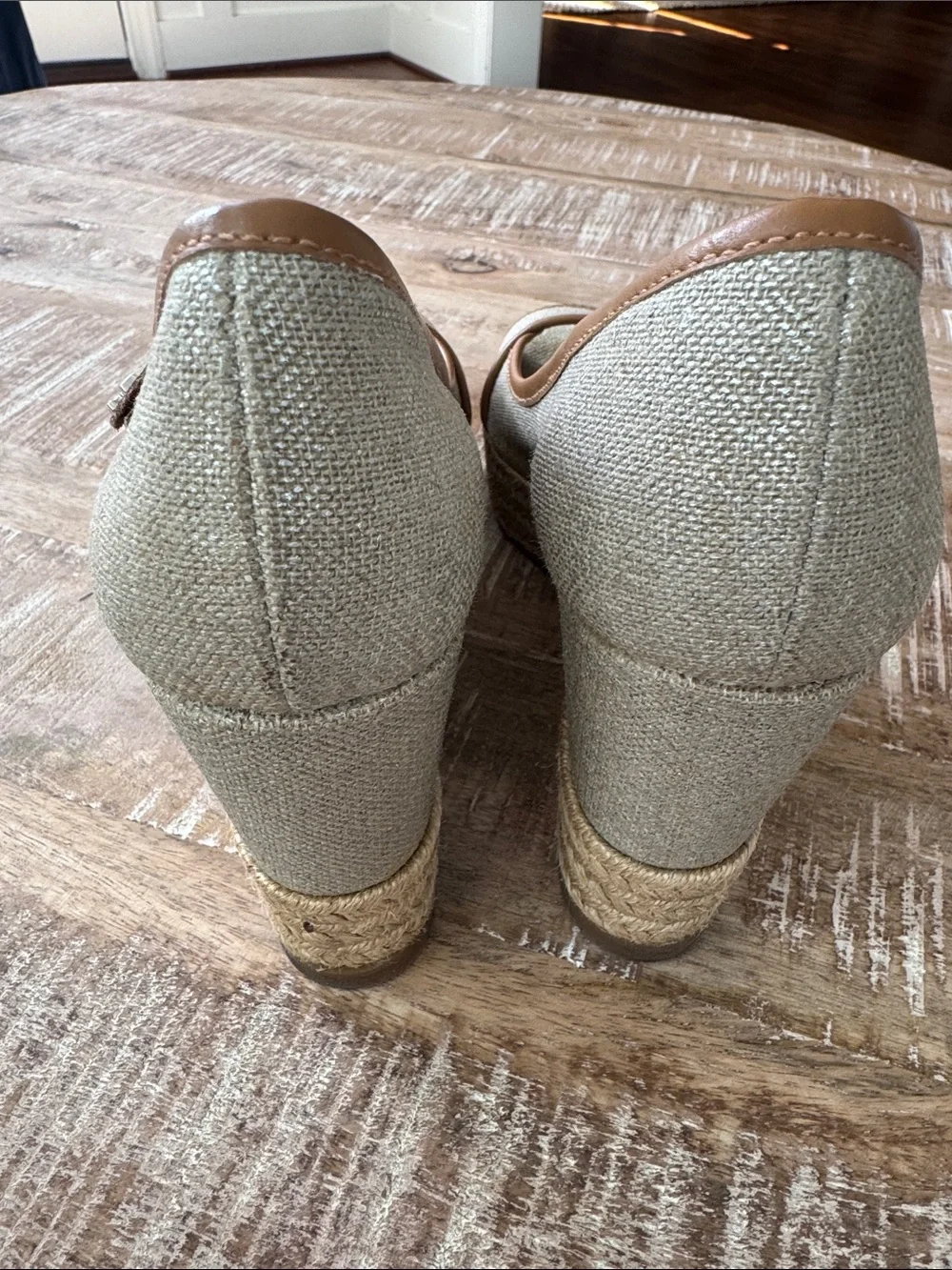 Tory Burch Majorca WEDGE SANDAL ESPADRILLE PLATFORM PEEP CANVAS Size 7